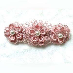 Elegant Pink Embroidered Floral Hair Clip , NWOT and Handmade
